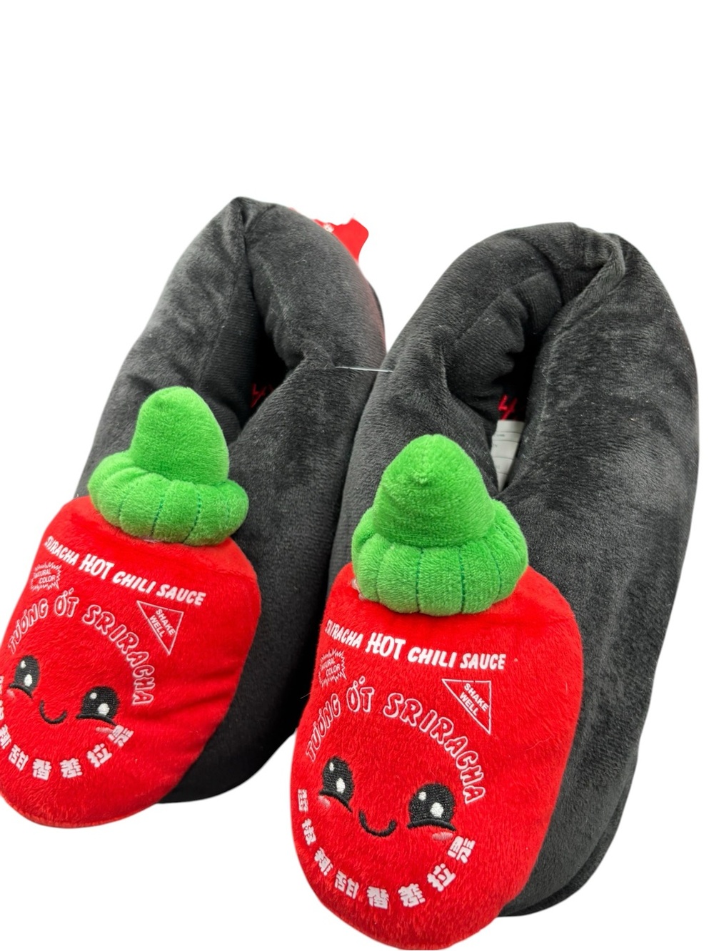 Sriracha Hot Chili Sauce Plush Slippers L/XL 8–11 Novelty Food Shoes - Picture 4 of 8